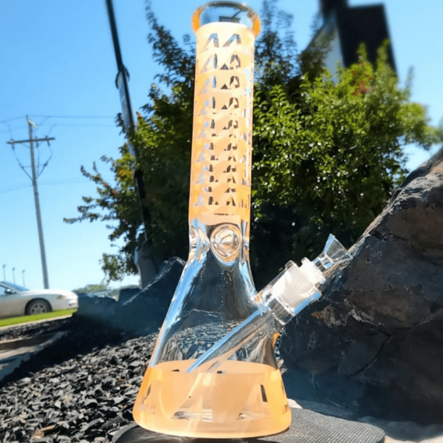 Arsenal 7mm Tangerine Spike Beaker Bong-14" Vapexcape Vape and Bong Shop Regina Saskatchewan