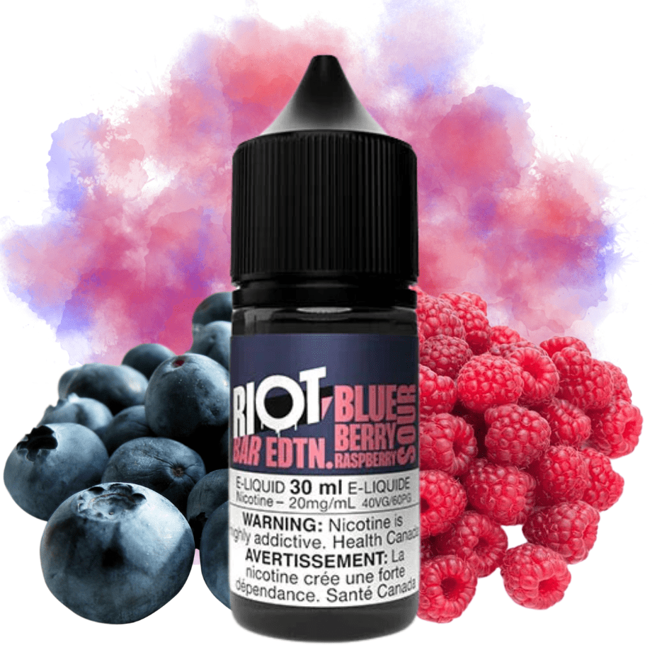 Blueberry Sour Raspberry Salt by Riot Bar 30ml / 10mg Vapexcape Vape and Bong Shop Regina Saskatchewan