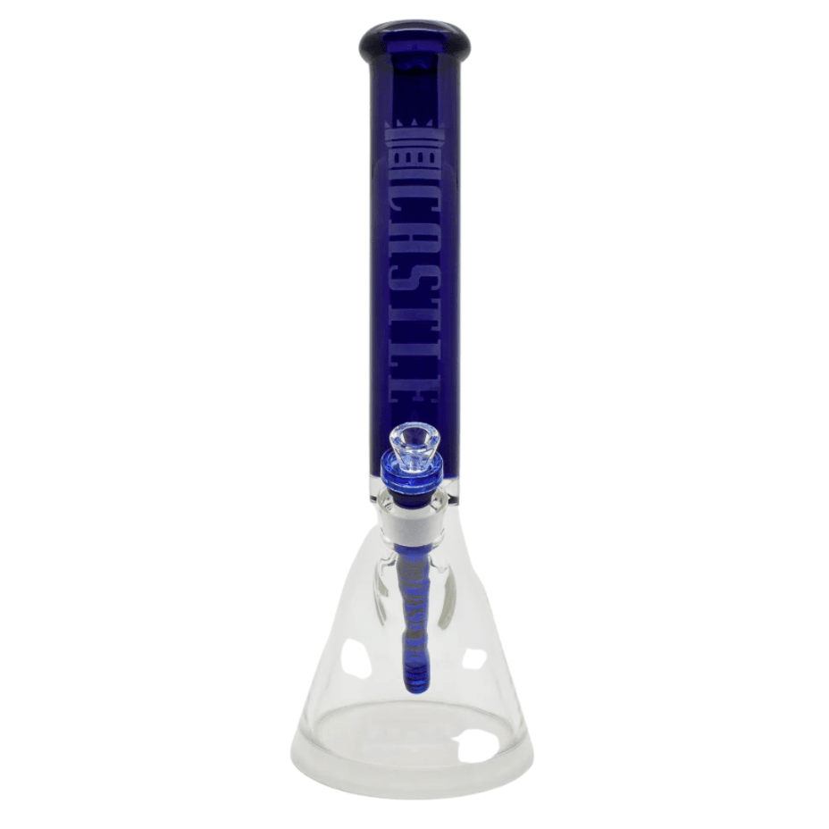 Castle Glassworks 7mm Colored Tube Beaker-16" Blue Vapexcape Vape and Bong Shop Regina Saskatchewan