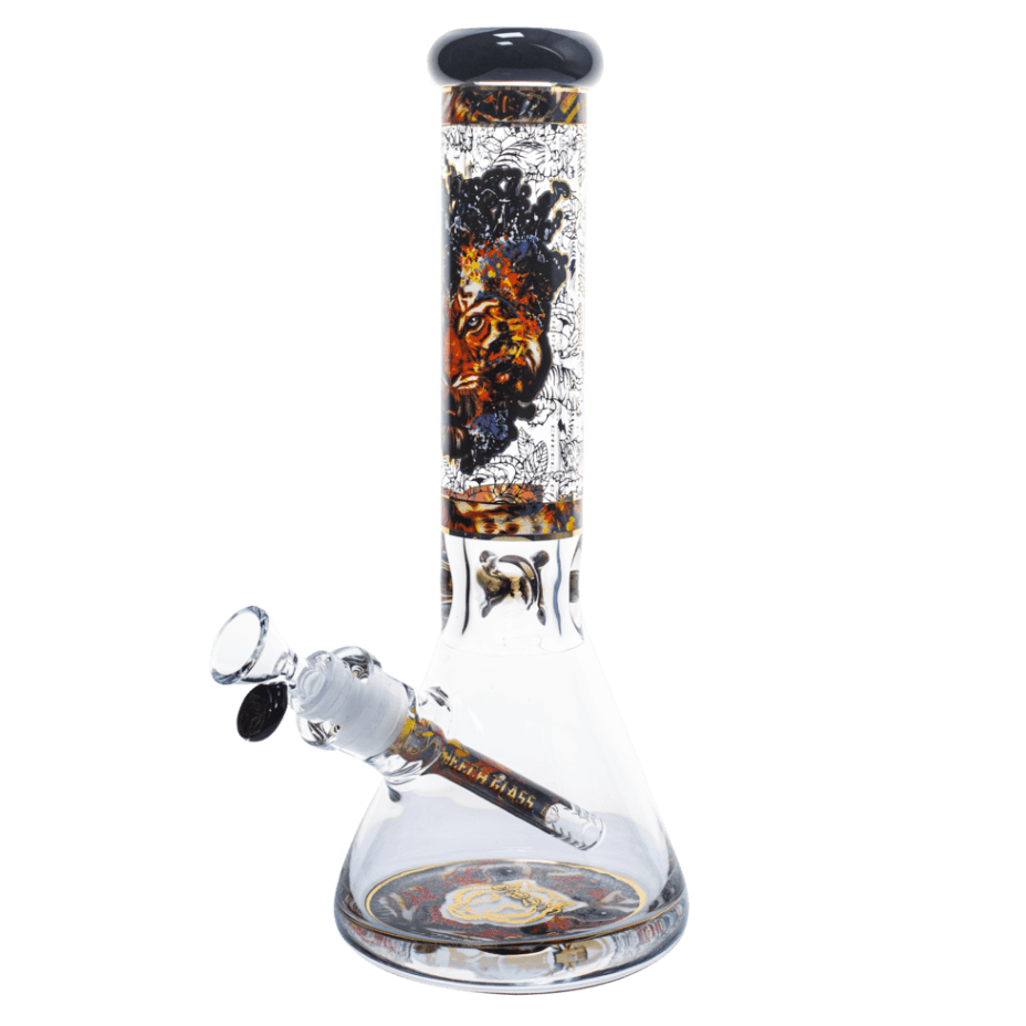 Cheech Glass 13" Tiger Decal Beaker w/ 12mm Base Vapexcape Vape and Bong Shop Regina Saskatchewan