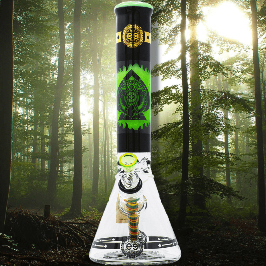 Cheech Glass 7mm Protect the Crest Beaker 14" Milky Green Vapexcape Vape and Bong Shop Regina Saskatchewan