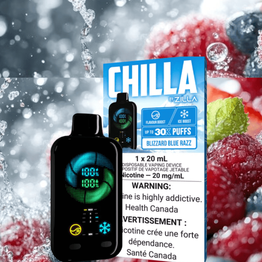 Chilla by Zilla 30k Disposable Vape-Blizzard Blue Razz Vapexcape Vape and Bong Shop Regina Saskatchewan