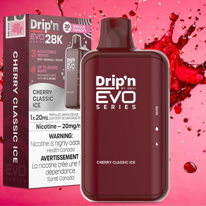 Drip'n by Envi EVO 28k Disposable Vape-Cherry Classic 28000 Puffs / 20mg Vapexcape Vape and Bong Shop Regina Saskatchewan