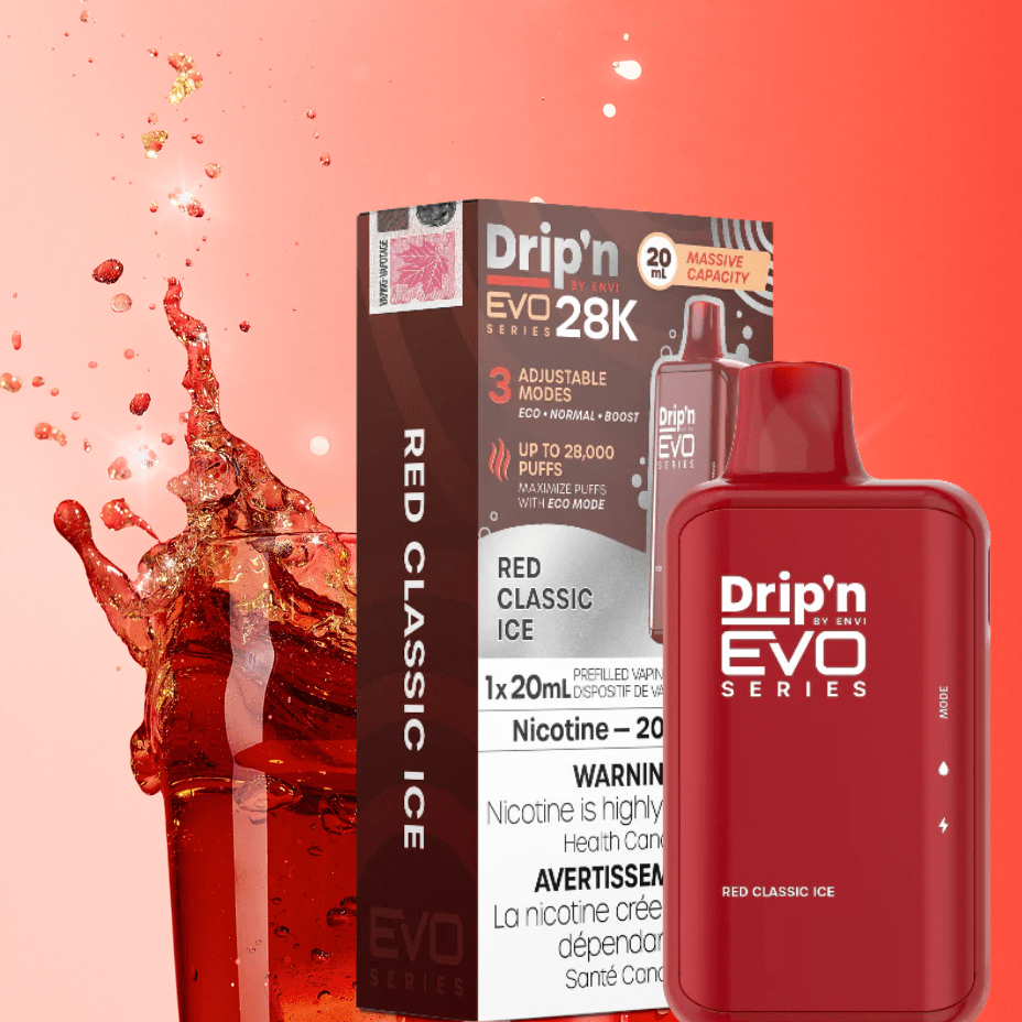 Drip'n by Envi EVO 28k Disposable Vape-Red Classic Ice Vapexcape Vape and Bong Shop Regina Saskatchewan