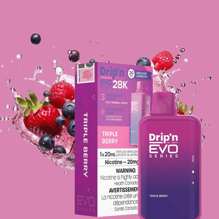 Drip'n by Envi EVO 28k Disposable Vape-Triple Berry 28000 Puffs / 20mg Vapexcape Vape and Bong Shop Regina Saskatchewan