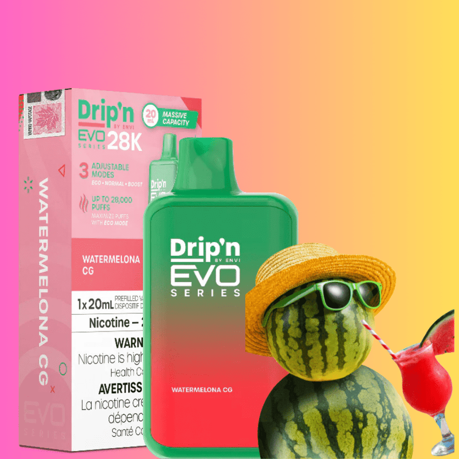 Drip'n by Envi EVO 28k Disposable Vape-Watermelona CG 28000 Puffs / 20mg Vapexcape Vape and Bong Shop Regina Saskatchewan