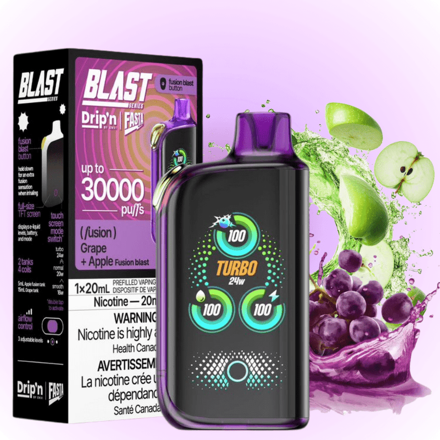 Envi Drip'n x Fasta Blast 30K Disposable Vape-Grape + Apple Fusion Vapexcape Vape and Bong Shop Regina Saskatchewan