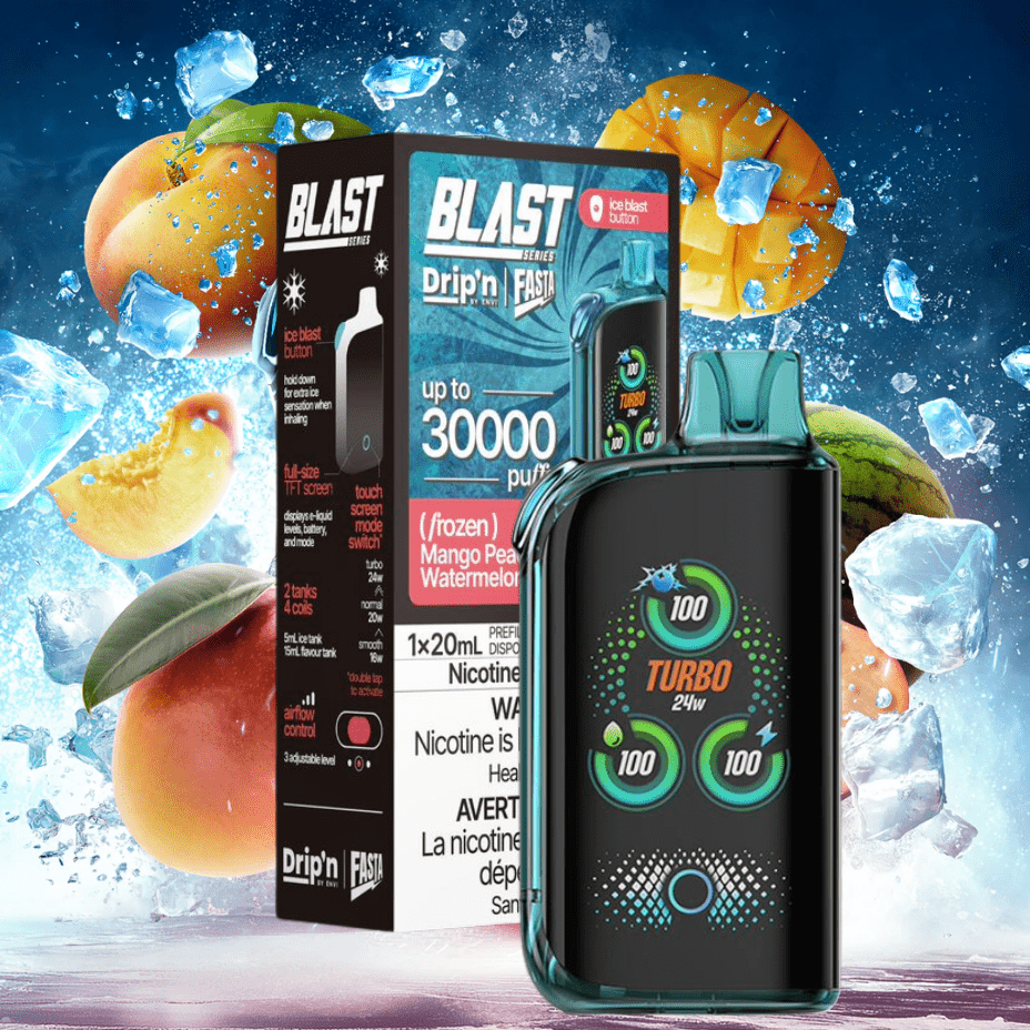 Envi Drip'n x Fasta Blast 30K Disposable Vape-Mango Peach Watermelon Vapexcape Vape and Bong Shop Regina Saskatchewan