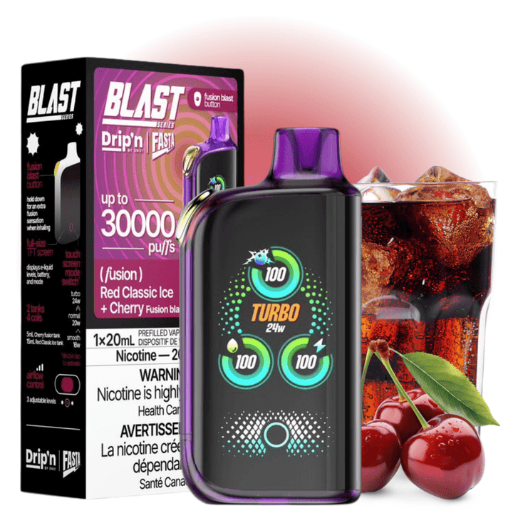 Envi Drip'n x Fasta Blast 30K Disposable Vape-Red Classic Ice + Cherry Fusion Vapexcape Vape and Bong Shop Regina Saskatchewan