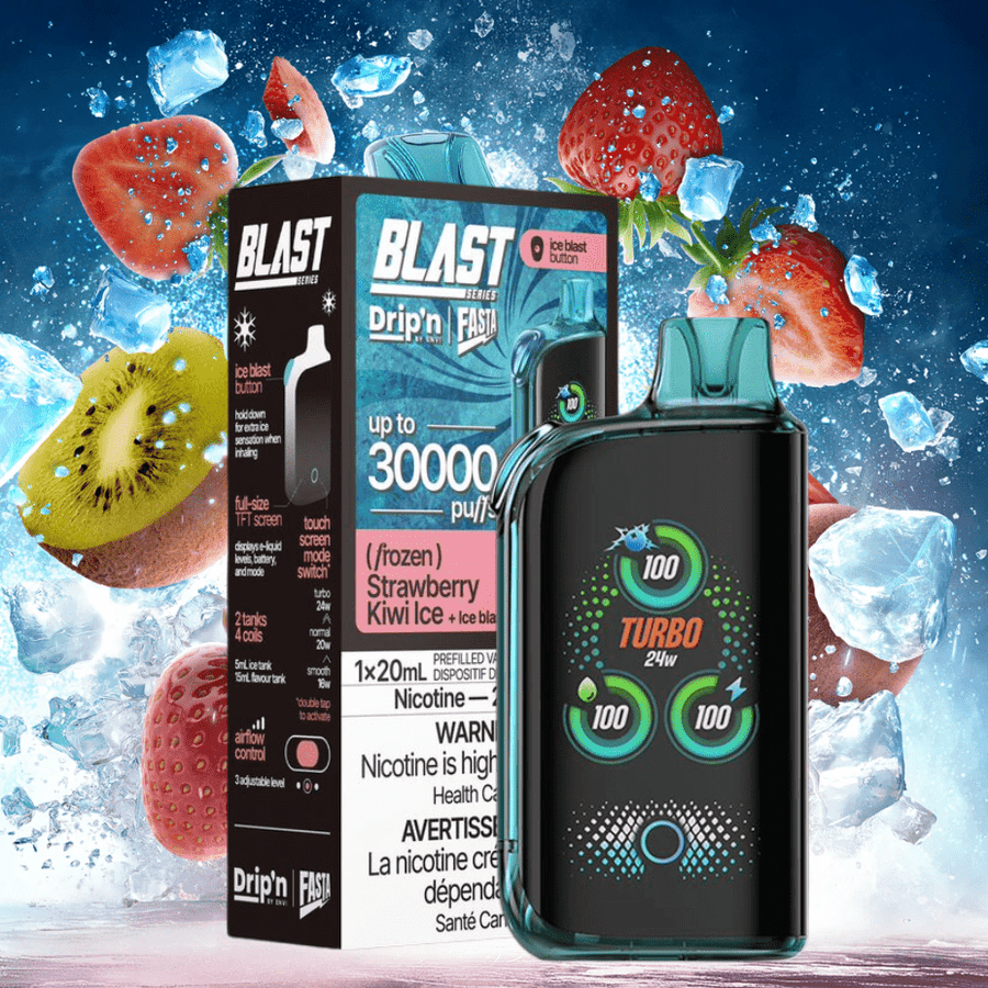 Envi Drip'n x Fasta Blast 30K Disposable Vape-Strawberry Kiwi Ice Vapexcape Vape and Bong Shop Regina Saskatchewan