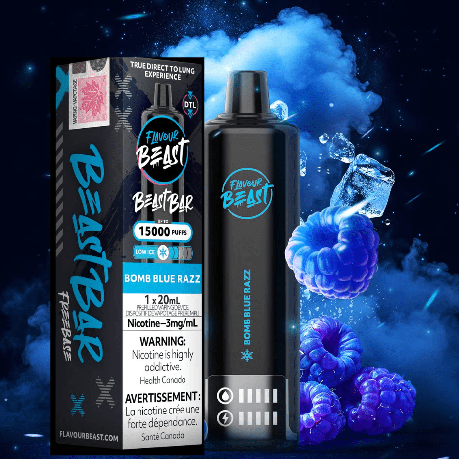 Flavour Beast Beast Bar 15k Disposable Vape-Bomb Blue Razz 3mg / 15000 Puffs Vapexcape Vape and Bong Shop Regina Saskatchewan