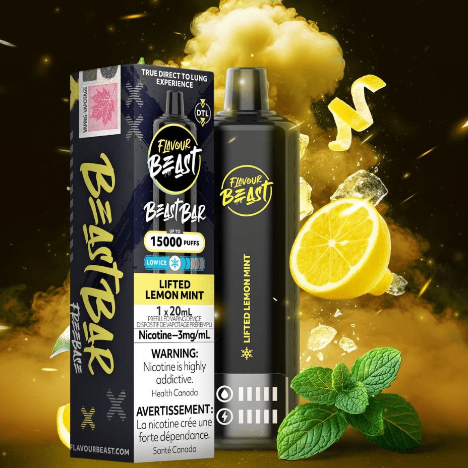 Flavour Beast Beast Bar 15k Disposable Vape-Lifted Lemon Mint 3mg / 15000 Puffs Vapexcape Vape and Bong Shop Regina Saskatchewan