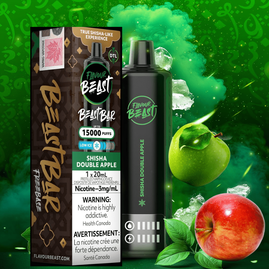 Flavour Beast Beast Bar 15k Disposable Vape-Shisha Double Apple 3mg / 15000 Puffs Vapexcape Vape and Bong Shop Regina Saskatchewan