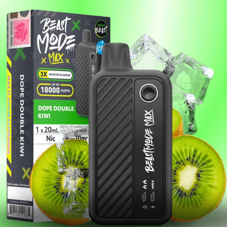 Flavour Beast Beast Mode Max 18k Disposable-Dope Double Kiwi 20ml / 18000 Puffs Vapexcape Vape and Bong Shop Regina Saskatchewan