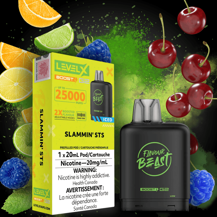 Flavour Beast Level X Boost G2 Pod - Slammin STS Iced 25000 Puffs / 20mg Vapexcape Vape and Bong Shop Regina Saskatchewan