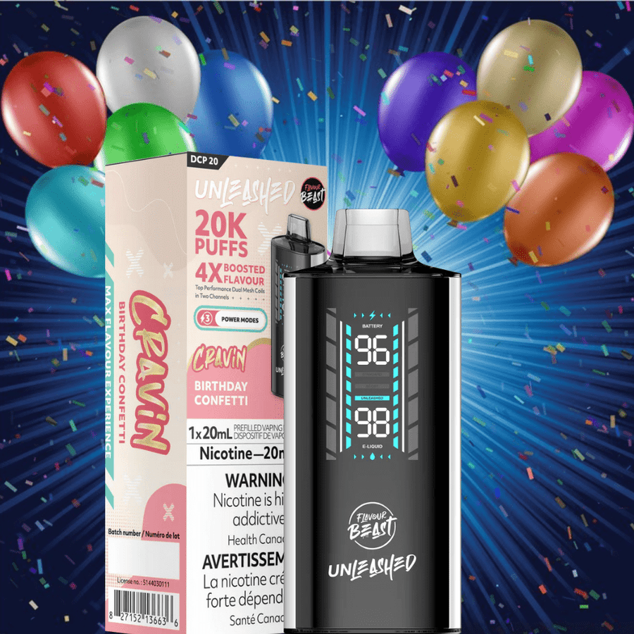 Flavour Beast Unleashed DCP 20K Disposable Vape - Birthday Confetti Vapexcape Vape and Bong Shop Regina Saskatchewan