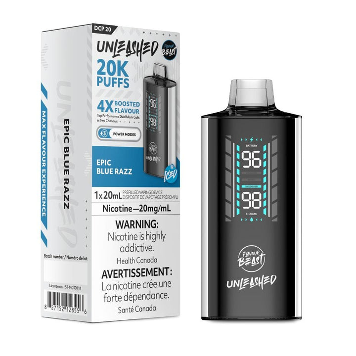 Flavour Beast Unleashed DCP 20K Disposable Vape - Epic Blue Razz Vapexcape Vape and Bong Shop Regina Saskatchewan