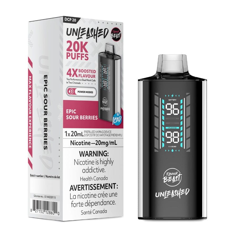 Flavour Beast Unleashed DCP 20K Disposable Vape - Epic Sour Berries Vapexcape Vape and Bong Shop Regina Saskatchewan