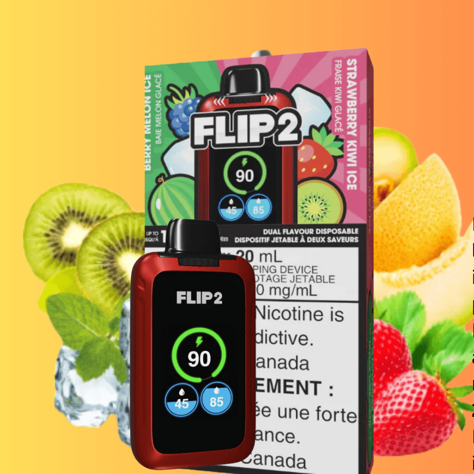 Flip Bar 2 Disposable Vape- Berry Melon Ice and Strawberry Kiwi Ice 11000 Puffs Vapexcape Vape and Bong Shop Regina Saskatchewan