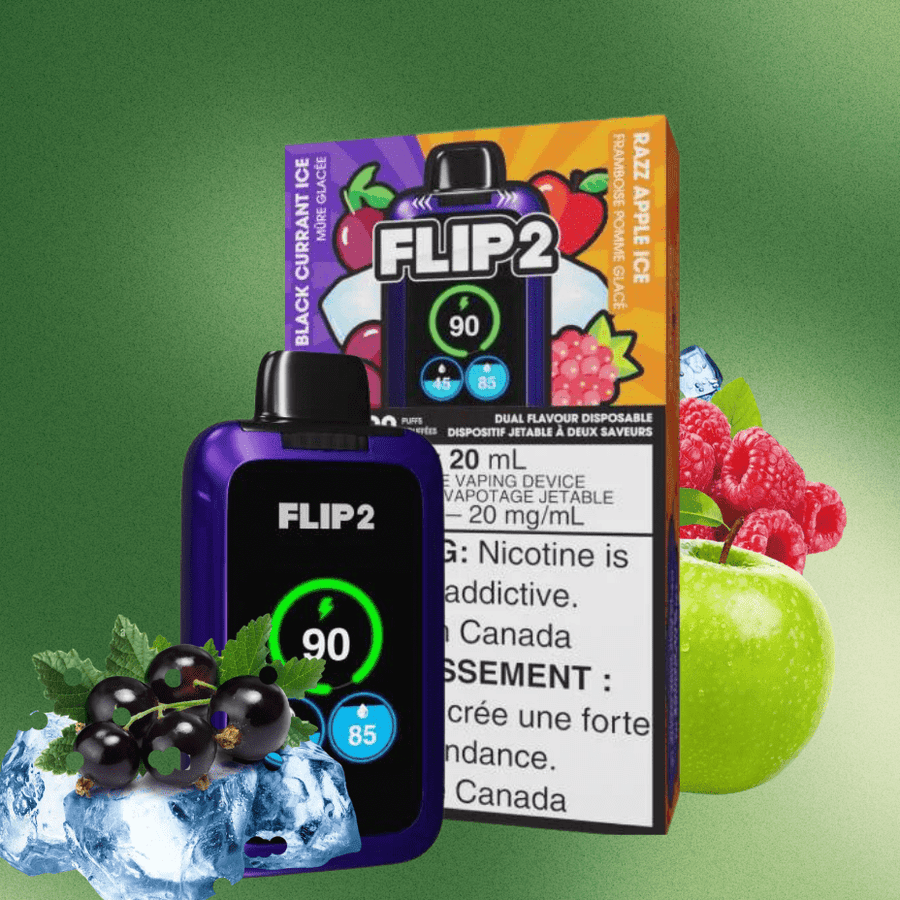 Flip Bar 2 Disposable Vape- Black Currant Ice and Razz Apple Ice 11000 Puffs Vapexcape Vape and Bong Shop Regina Saskatchewan