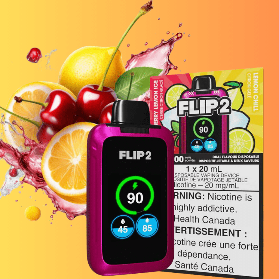 Flip Bar 2 Disposable Vape-Cherry Lemon & Lemon Chill 11000 Puffs Vapexcape Vape and Bong Shop Regina Saskatchewan