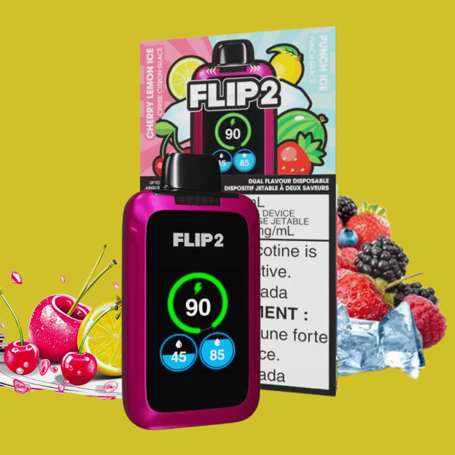 Flip Bar 2 Disposable Vape-Cherry Lemon & Punch Ice 11000 Puffs Vapexcape Vape and Bong Shop Regina Saskatchewan