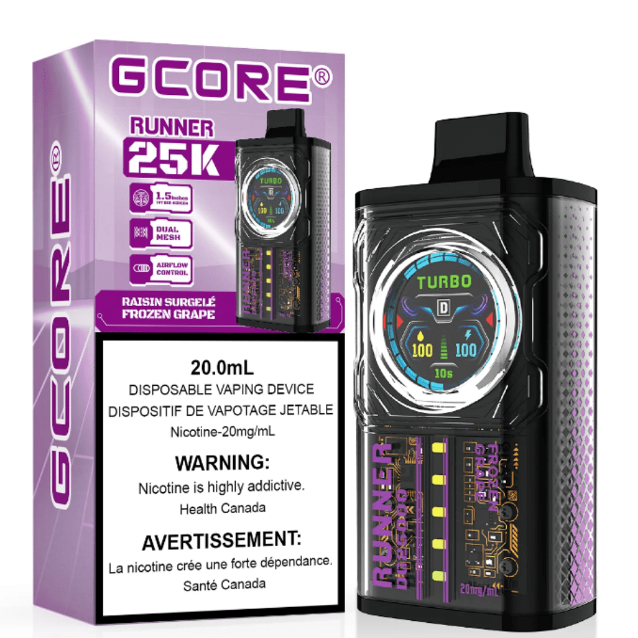 GCORE Runner 25K Disposable Vape - Frozen Grape 20mg / 25000 Puffs Vapexcape Vape and Bong Shop Regina Saskatchewan