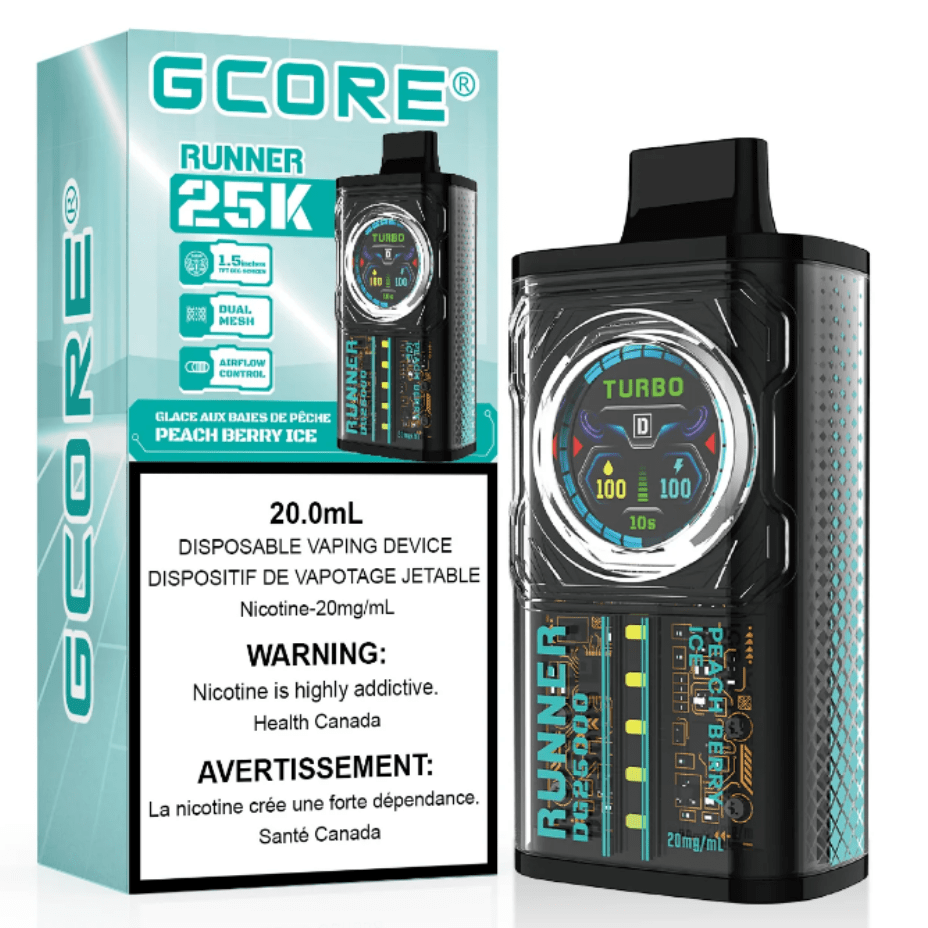 GCORE Runner 25K Disposable Vape - Peach Berry Ice 20mg / 25000 Puffs Vapexcape Vape and Bong Shop Regina Saskatchewan