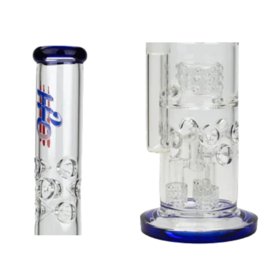 H2O Glass Quad Perc Bubbler Tube-19" Vapexcape Vape and Bong Shop Regina Saskatchewan