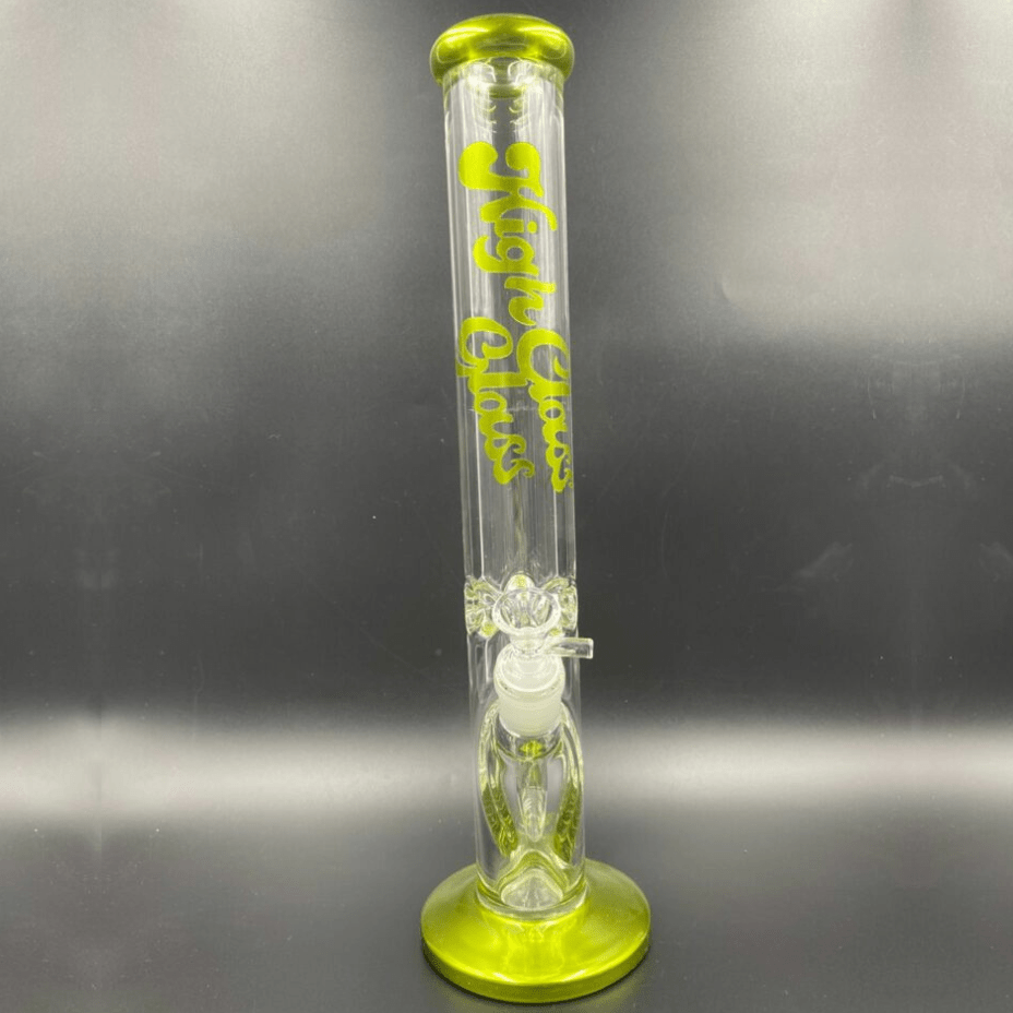 High Class Glass 7mm Plated Straight Tube 14" 14" / Lime Vapexcape Vape and Bong Shop Regina Saskatchewan