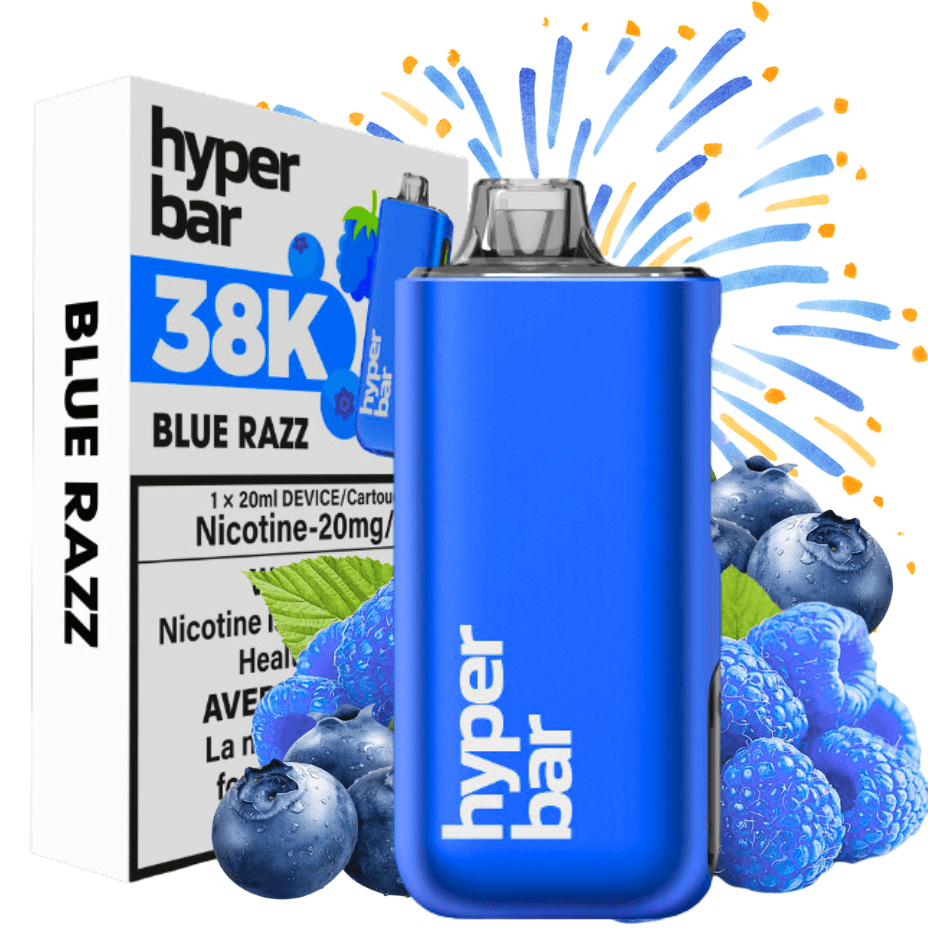 Hyper Bar BE38000 Disposable Vape-Blue Razz 38000 Puffs / 20mg Vapexcape Vape and Bong Shop Regina Saskatchewan