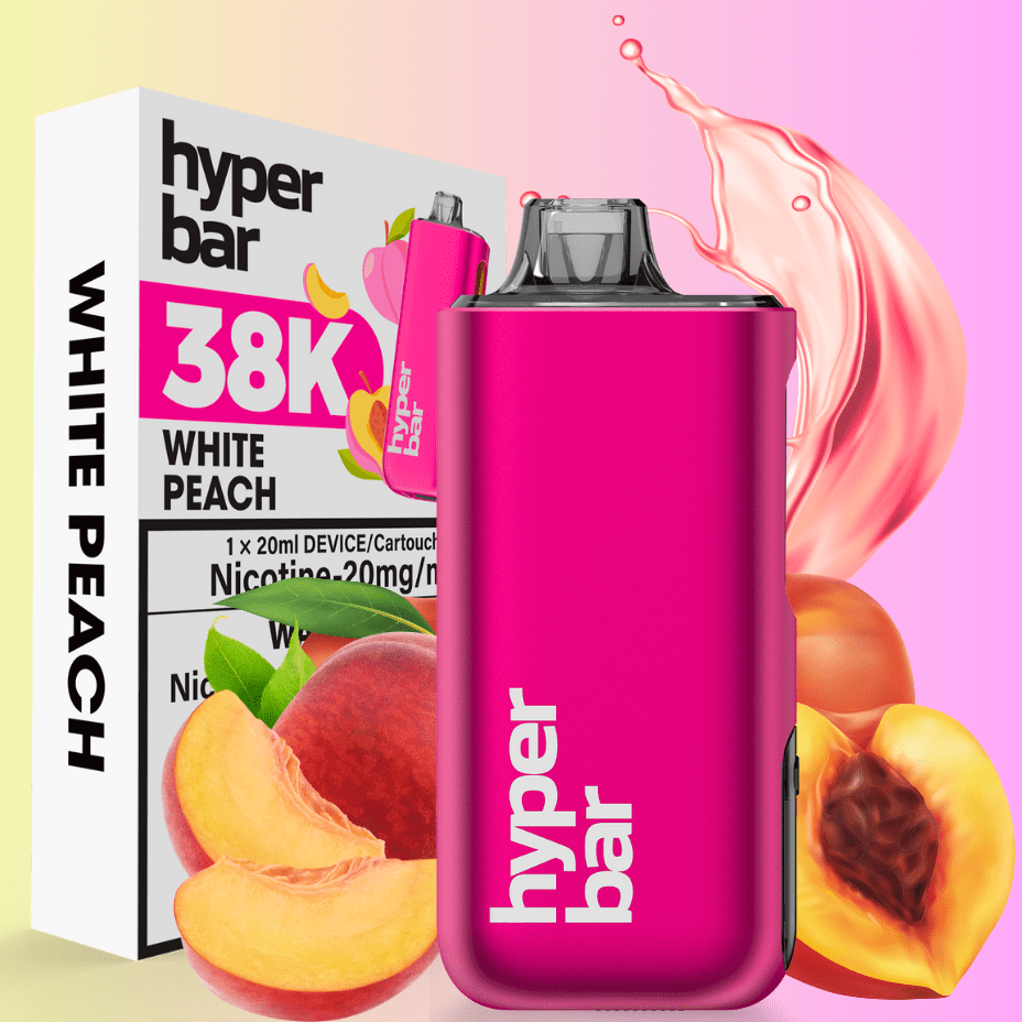 Hyper Bar BE38000 Disposable Vape-White Peach 38000 Puffs / 20mg Vapexcape Vape and Bong Shop Regina Saskatchewan