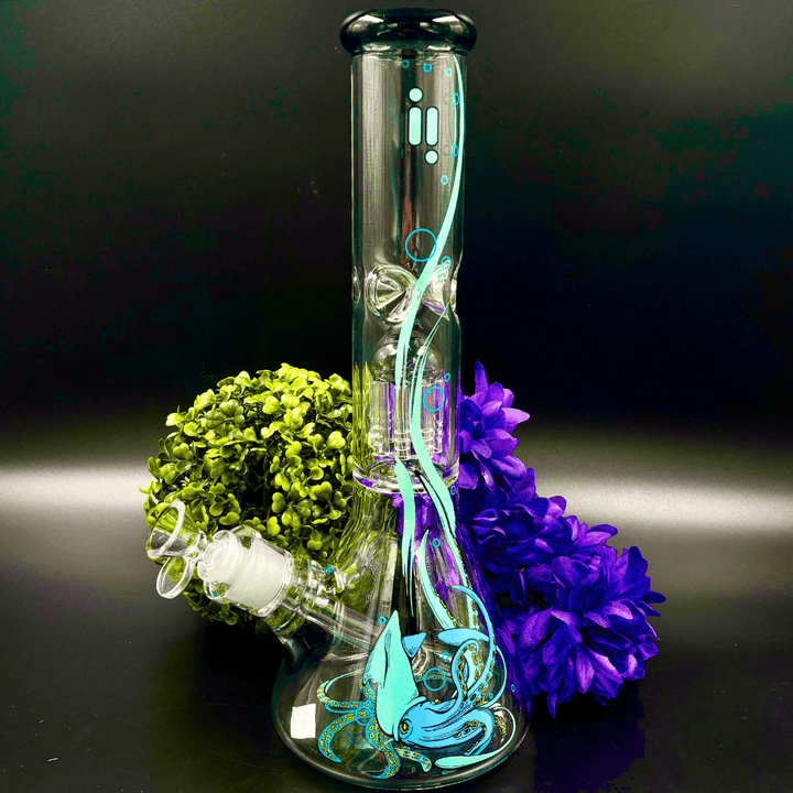 Infyniti Untamed 7mm Squid Beaker w/ Tree Perc  14" Blue Vapexcape Vape and Bong Shop Regina Saskatchewan