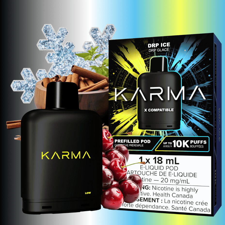 Karma 10k Puff Pod-DRP Ice 18ml / 20mg Vapexcape Vape and Bong Shop Regina Saskatchewan