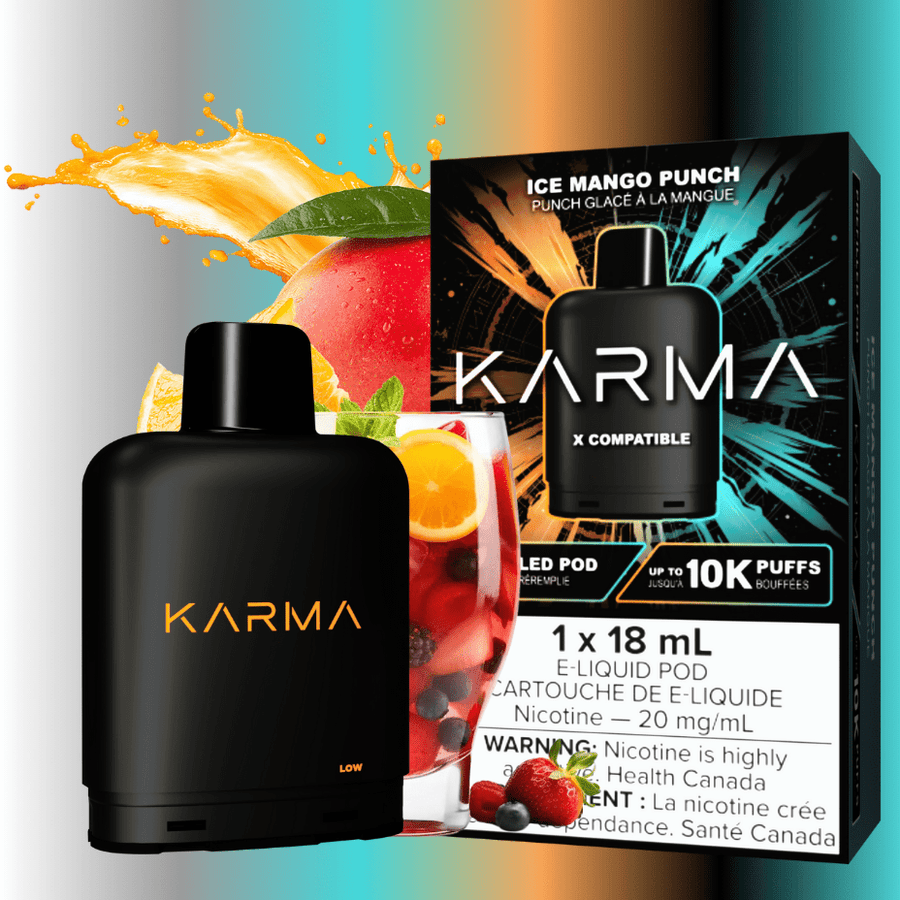 Karma 10k Puff Pod-Ice Mango Punch 18ml / 20mg Vapexcape Vape and Bong Shop Regina Saskatchewan