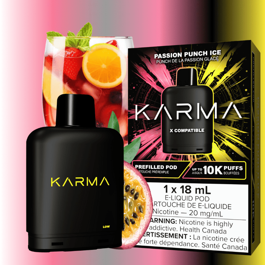 Karma 10k Puff Pod-Passion Punch Ice 18ml / 20mg Vapexcape Vape and Bong Shop Regina Saskatchewan