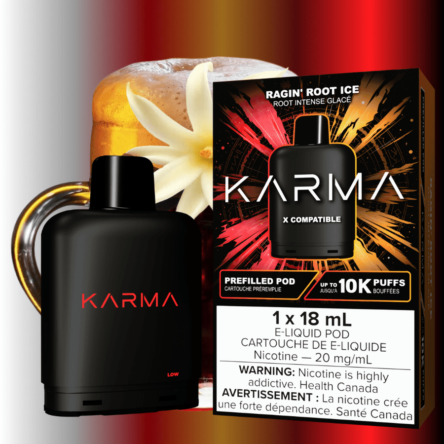 Karma 10k Puff Pod-Ragin Root Ice 18ml / 20mg Vapexcape Vape and Bong Shop Regina Saskatchewan