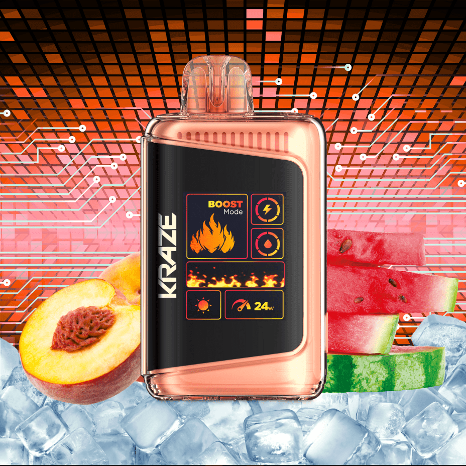 Kraze HD Mega 20k Disposable Vape - Peach Watermelon Ice 20000 Puffs / 20mg Vapexcape Vape and Bong Shop Regina Saskatchewan