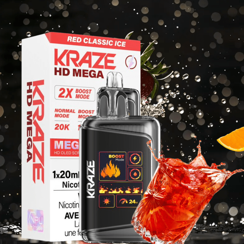 Kraze HD Mega 20k Disposable Vape - Red Ice 20000 Puffs / 20mg Vapexcape Vape and Bong Shop Regina Saskatchewan