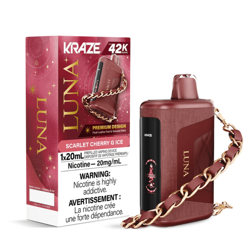 Kraze Luna Disposable Vape-Scarlet Cherry G Ice Vapexcape Vape and Bong Shop Regina Saskatchewan