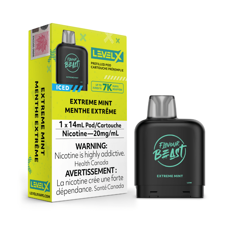 Level X Flavour Beast Pod-Extreme Mint 20mg / 7000 Puffs Vapexcape Vape and Bong Shop Regina Saskatchewan