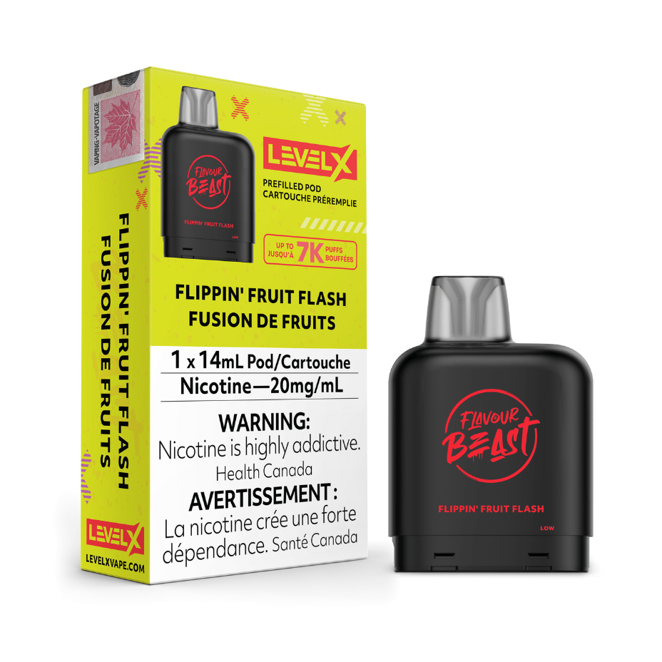 Level X Flavour Beast Pod-Flippin' Fruit Flash 20mg / 7000 Puffs Vapexcape Vape and Bong Shop Regina Saskatchewan