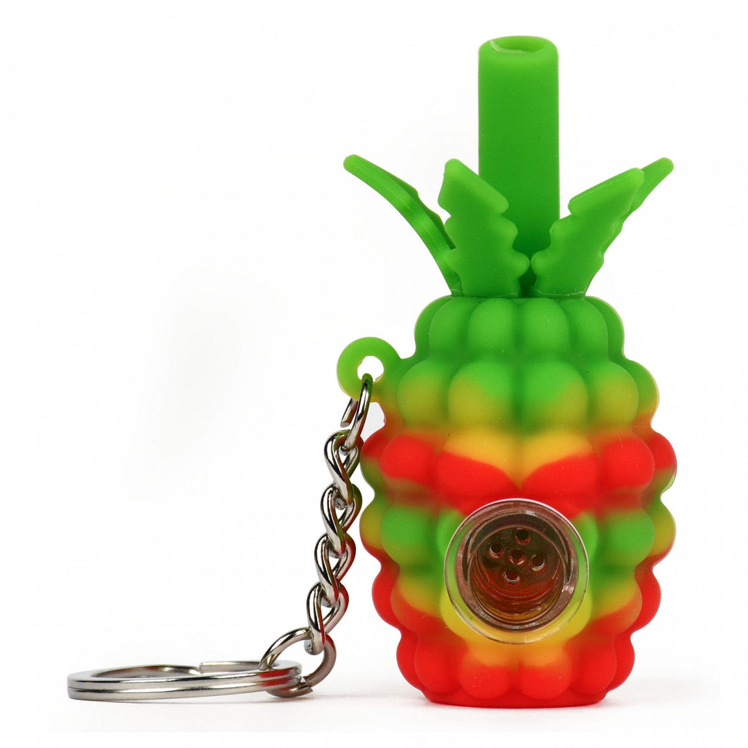 LIT Silicone Pineapple Hand Pipe & Keychain Rasta / 3.5" Vapexcape Vape and Bong Shop Regina Saskatchewan