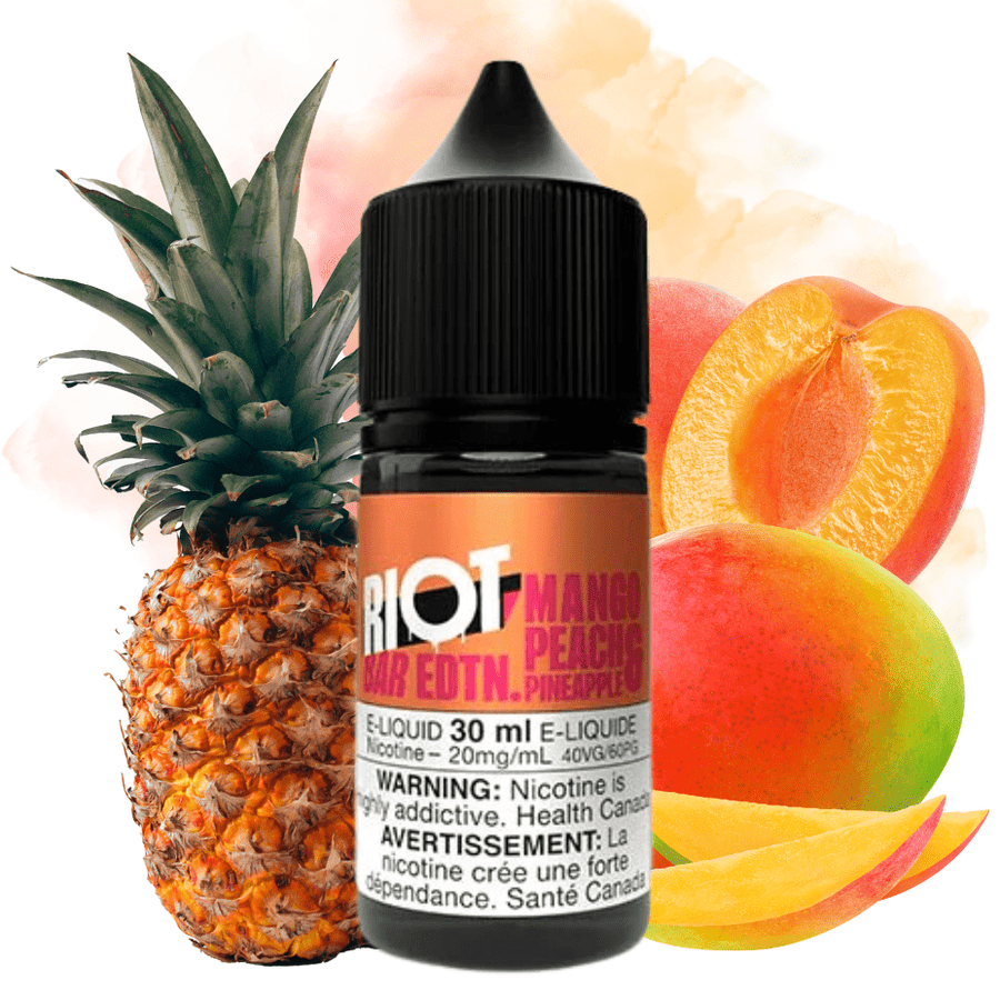 Mango Peach Pineapple Salt by Riot Bar 30ml / 10mg Vapexcape Vape and Bong Shop Regina Saskatchewan