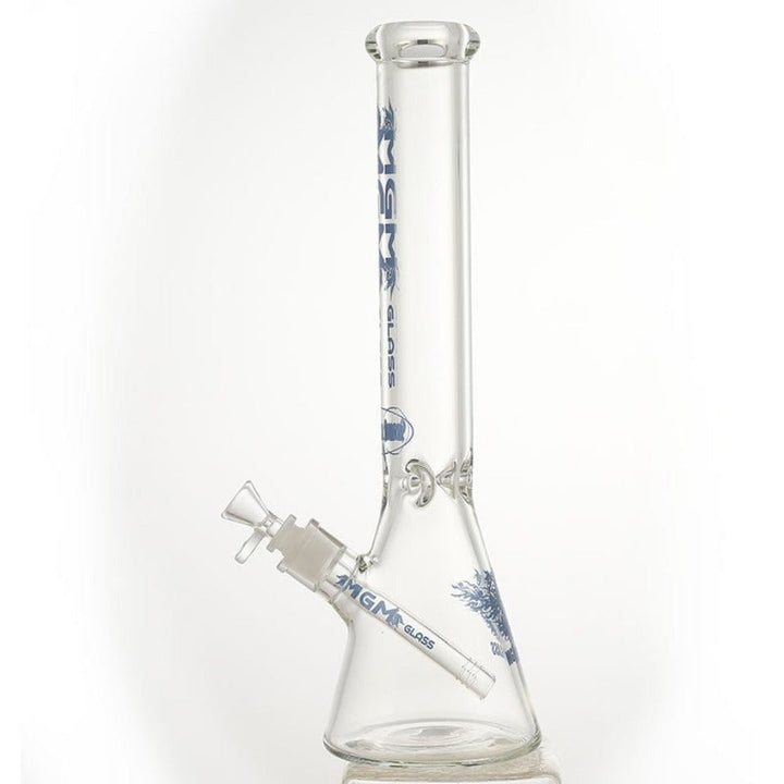 MGM Glass 9mm Classic Clear Logo Beaker-16" 9mm / Blue Vapexcape Vape and Bong Shop Regina Saskatchewan