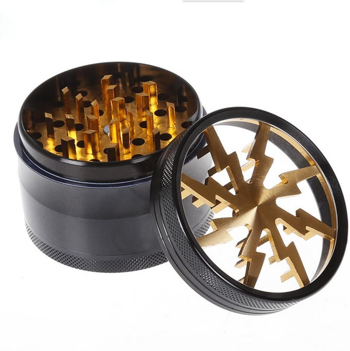 Mr. Kief Lightning Bolt 4-Piece Herb Grinder-63mm 63mm / Gold Vapexcape Vape and Bong Shop Regina Saskatchewan