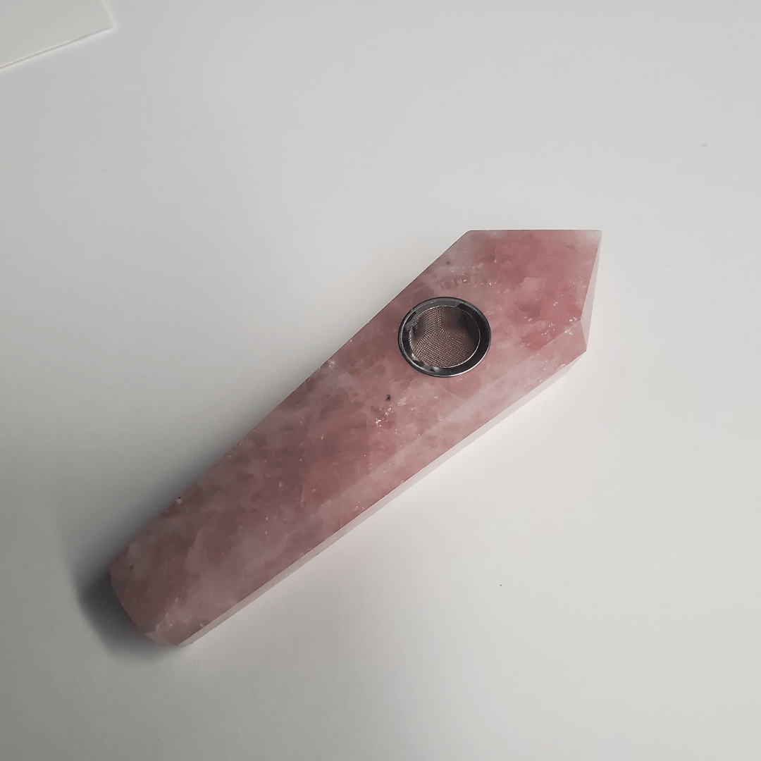 Natural Crystal Hand Pipes Rose Quartz Vapexcape Vape and Bong Shop Regina Saskatchewan