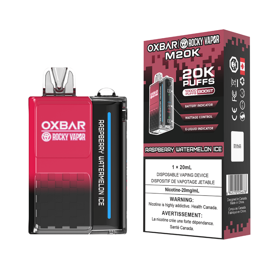 OXBAR M20K Disposable Vape - Raspberry Watermelon 20mg / 20000 Puffs Vapexcape Vape and Bong Shop Regina Saskatchewan