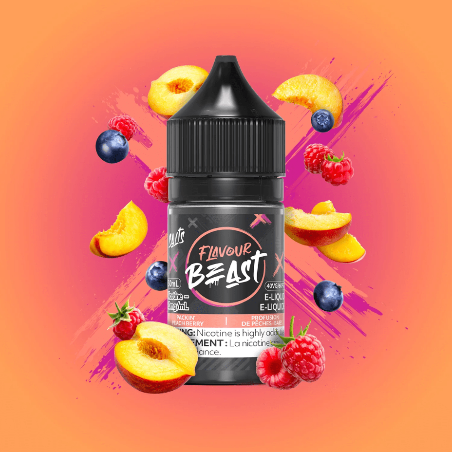 Packin' Peach Berry Salts by Flavour Beast E-Liquid 30ml / 20mg Vapexcape Vape and Bong Shop Regina Saskatchewan