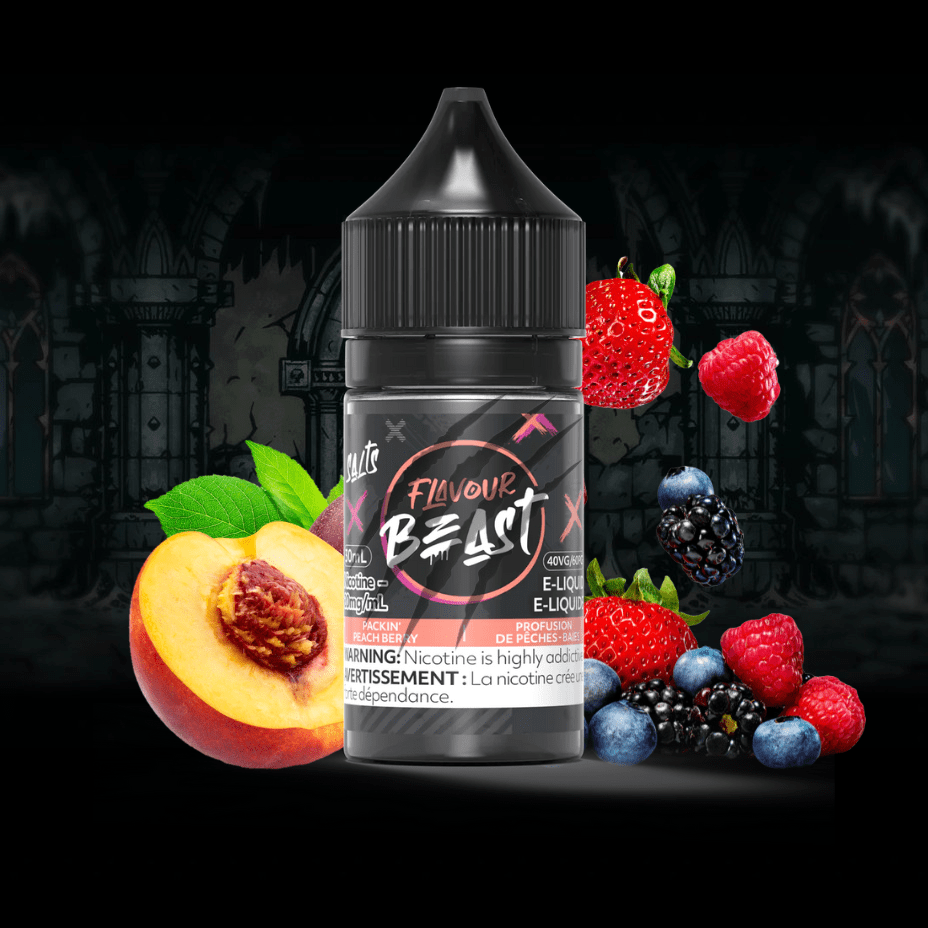 Packin' Peach Berry Salts by Flavour Beast E-Liquid 30ml / 20mg Vapexcape Vape and Bong Shop Regina Saskatchewan